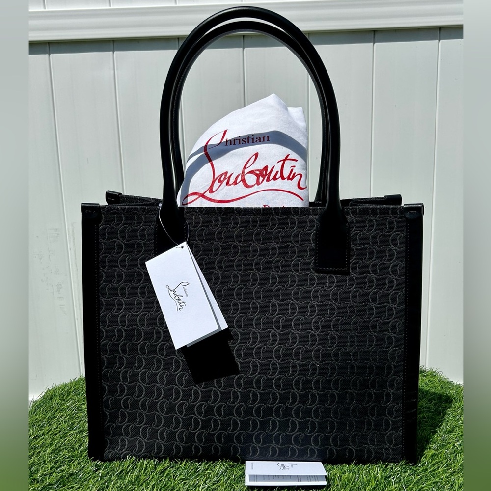 CHRISTIAN LOUBOUTIN BY MY SIDE E/W LARGE TOTE SHOULDER BAG BLACK CL MONOGRAM NEW - Picture 11 of 16